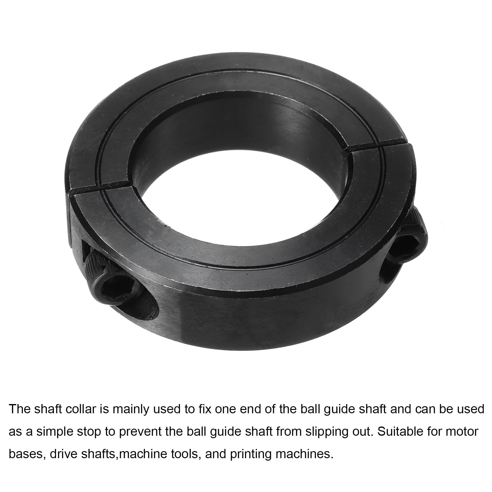 Uxcell Shaft Collar 1 3/8" Bore Double Split Carbon Steel Clamping Collar Shaft Collars with Set Screw Black 2 Pack