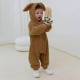 thumbnail image 2 of Gaexia Hooded Jumpsuit For Boys Cozy Winter Wear Soft Fabric Bodysuit Ideal Fall Season Outdoor ,Coffee,18-24 Months, 2 of 4