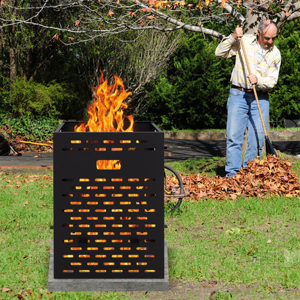 Resenkos Fire Pit, Outdoor Smokeless Fire Pit,30 Inches Ultra Thick Burn Barrel with Venting Patterns and 4 Cross Braces