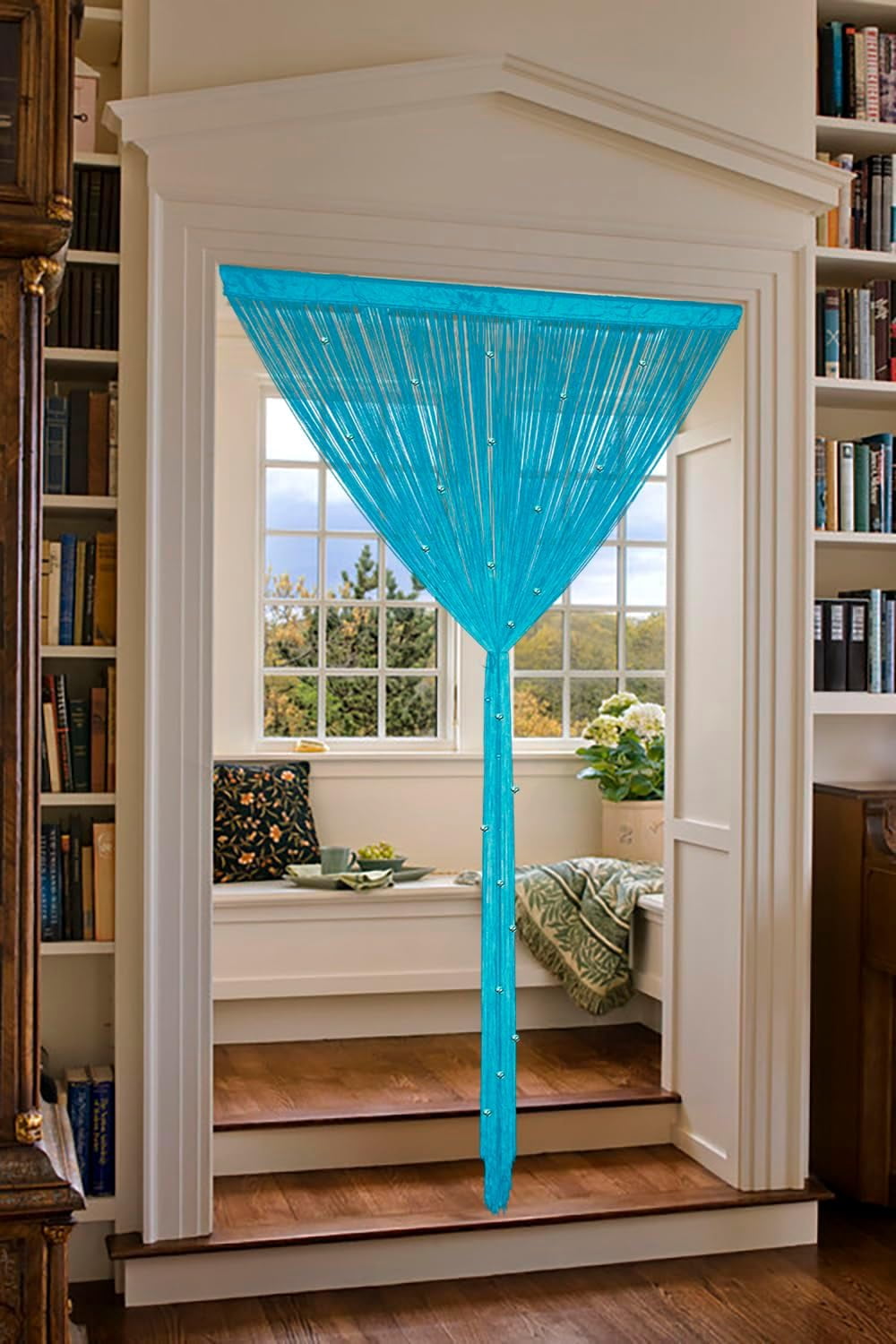 UniVerse Beaded Curtain Beaded Curtains for Doorways Crystals Suitable for Interior Hanging Decoration and Partitions Closet Curtains (39"x79", Blue)