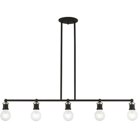 

5 Light Large Linear Chandelier in Transitional Style-10.75 inches Tall and 6 inches Wide-Black/Brushed Nickel Finish Bailey Street Home