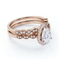 thumbnail image 3 of JeenMata Unique 1.5 Carat Pear Cut Moissanite Wedding Ring Set in 18k Gold Over Silver, 3 of 7