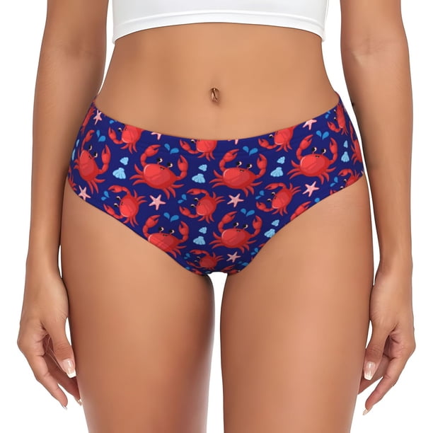 Fotbe Cute Crabs Calzones Estampados para Mujer – Ropa Interior de Algodón, Cómoda, Suave y Elástica-Large