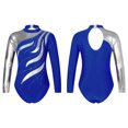 thumbnail image 5 of iiniim Kids Girls Metallic Long Sleeve Dance Leotards Sparkly Gymnastics Ballet Dancing Athletic Workout Sportwear A Royal Blue 14, 5 of 7