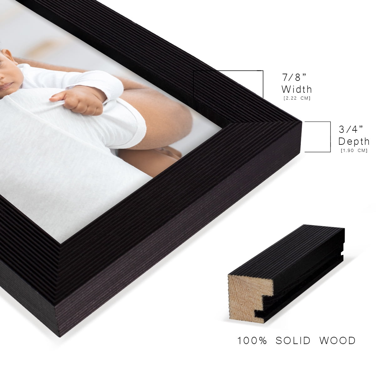 Grooved 3.5 in. x 5 in. Black Picture Frame Set (Set of 4)