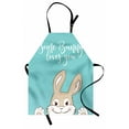 thumbnail image 1 of Saying Apron, Some Bunny Loves You Text and a Funny Friendly Rabbit with a Big Smile, Unisex Kitchen Bib with Adjustable Neck for Cooking Gardening, Adult Size, Pale Blue Tan and White, by Ambesonne, 1 of 4