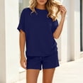 thumbnail image 6 of Ksrymi Workout Sets for Women 2-Piece Loungewear Set: Solid Crew Neck Short Sleeve T-Shirt & Elastic Waist Drawstring Shorts with Side Pockets Jumpsuits for Women, 6 of 8