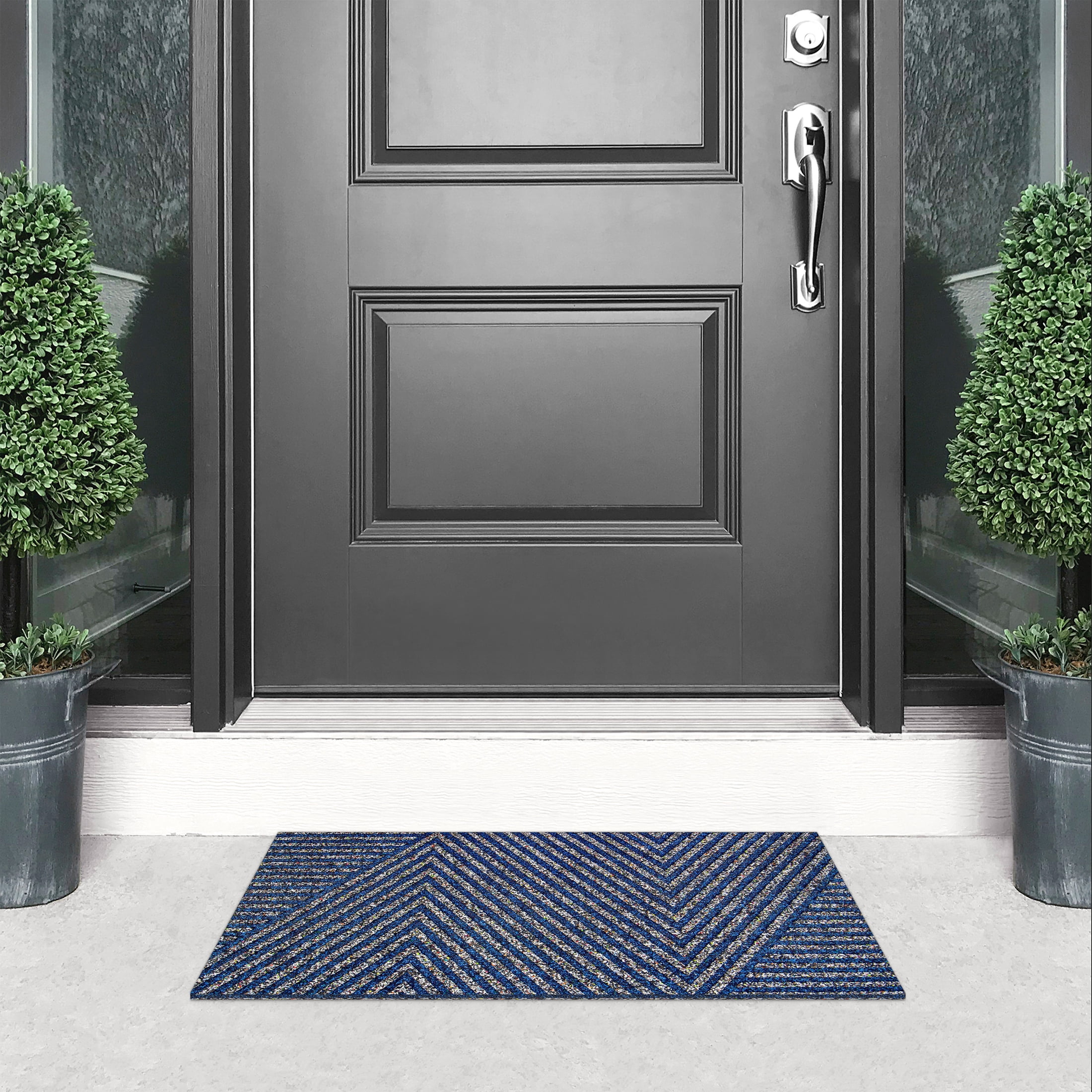Apache Mills Blue Peaks and Valleys Endurance Outdoor Rubber Doormat made with Nike Grind, 18" x 30"