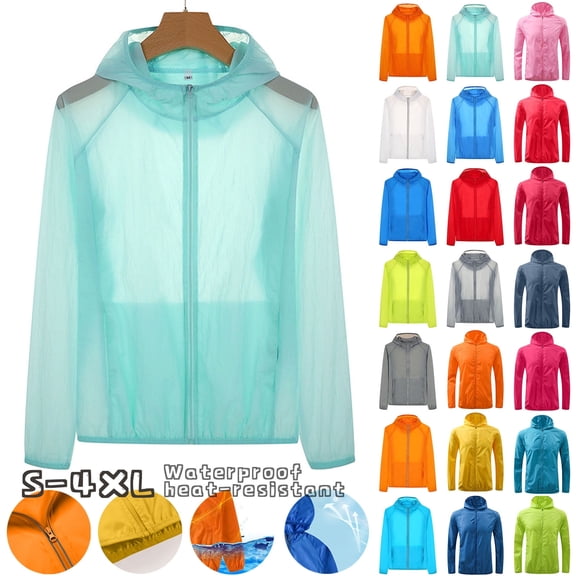 BiZtdJrK Women Men Waterproof Jacket Outdoor Bicycle Sports Windbreaker Windproof Coat Lightweight Hooded Softshell Rain Jacket for Running Travel Hiking Hot Pink XXL