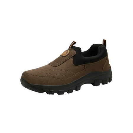 

UKAP Mens Walking Shoe Slip On Hiking Shoes Comfort Sneakers Casual Trainers Men Non-Slip Breathable Brown 12