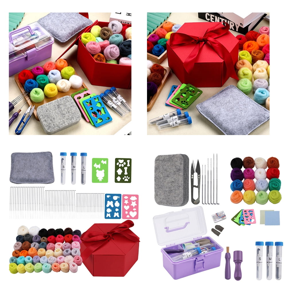 Needle Felting Starter Kits Needle Felting Set with Felting Tool Foam Mat Needle Felting Supplies for Home Decorations