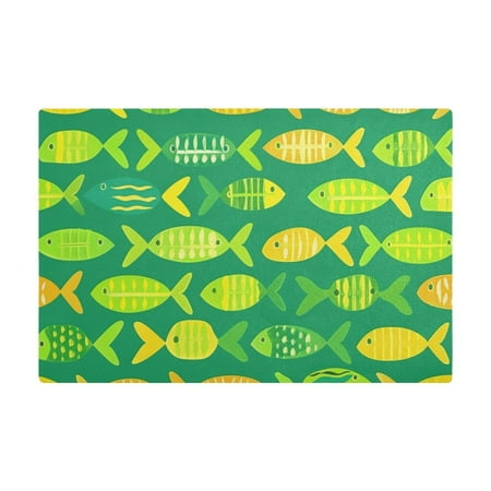 

Dish Drying Mat Microfiber Kitchen Dish Pad Counter Absorbent Drainer Rack 12 x18 Hand Drawn Fishes
