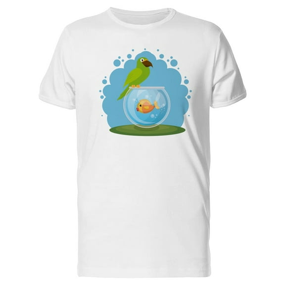 Cute Parrot And Fish Cartoons Tee Men's -Image by Shutterstock