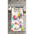 thumbnail image 3 of Ambesonne Floral Quilted Bedspread Set 2 Pcs, Colored Blooming Flowers, Twin Size, Multicolor, 3 of 3