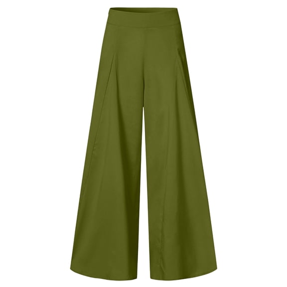 Palazzo Pants for Women Slacks Wide Leg High Waisted Business Casual Work Trousers with Pockets Green S