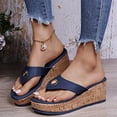 thumbnail image 2 of Dakaela Womens Cork Platform Sandals Arch Support Wedge Flip Flops Summer Beach Thong Walking Shoes, 2 of 7
