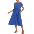 thumbnail image 2 of Vestido midi Zhyaj, holgado, túnica de verano, playa, con bolsillos, algodón, 2 of 7