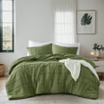thumbnail image 2 of Regency Heights Cal King Comforter Set, Boho 3-Piece Pintuck Stitching Bedding Set, Soft Washed Pleated Bed Sets with Pillow Sham Olive Green, 2 of 10