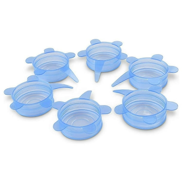 Tapas de silicona elásticas (paquete de 6) para almacenar alimentos frescos: conservan el sabor, mantienen los alimentos frescos y reducen el desperdicio.