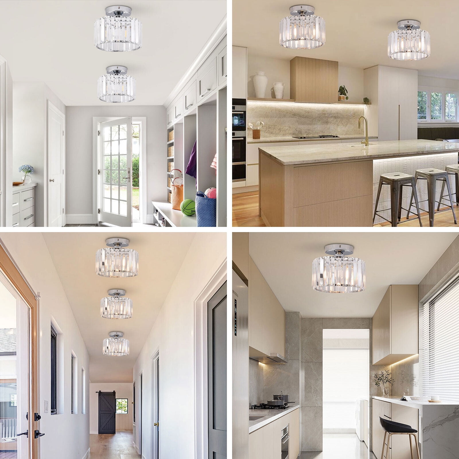 Modern Round Chandelier LED Ceiling Light Pendant Lamp Crystal Fixture Kitchen