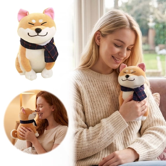 Cute Plush Cat Stuffed Animal with Scarf Soft Huggable Kitty Doll for Kids Lovers Birthday Gift