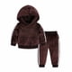 thumbnail image 1 of Ropa Para Bebés Y Niñas, Atuendo Para Niños Pequeños, Suéter Con Capucha De Terciopelo Dorado Para Otoño E Invierno, Top De Manga Larga, Pantalones Informales, Traje Marrón Odeerbi LM103-7174, 1 of 9