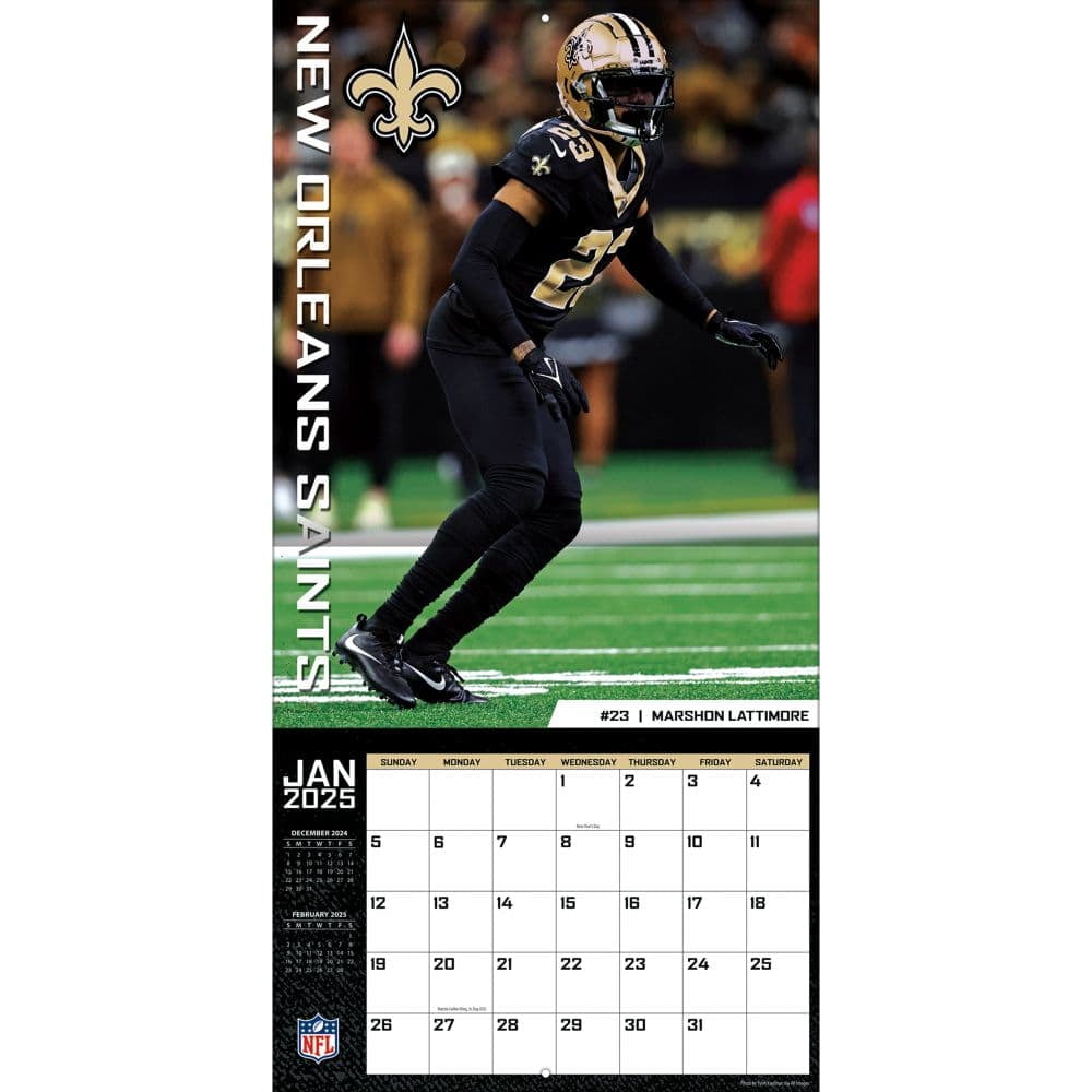 2025 12X12 TEAM WALL CALENDAR, NEW ORLEANS SAINTS
