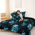 thumbnail image 4 of Homewish Watercolor Skull Skeleton Full Size Comforter Sets,Halloween Bedding Comforter Set,Teal Flowers Duvet,Black Reversible,3-Piece,1 Comforter and 2 Pillowcases, 4 of 7