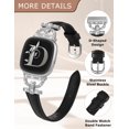 thumbnail image 4 of TOYOUTHS Leather Bands Compatible with Versa 4/Versa 3/Sense 2/Sense Band for Women, Dressy Bling Slim Leather Strap with D-shaped Diamonds Metal Buckle for Versa 4, 4 of 6