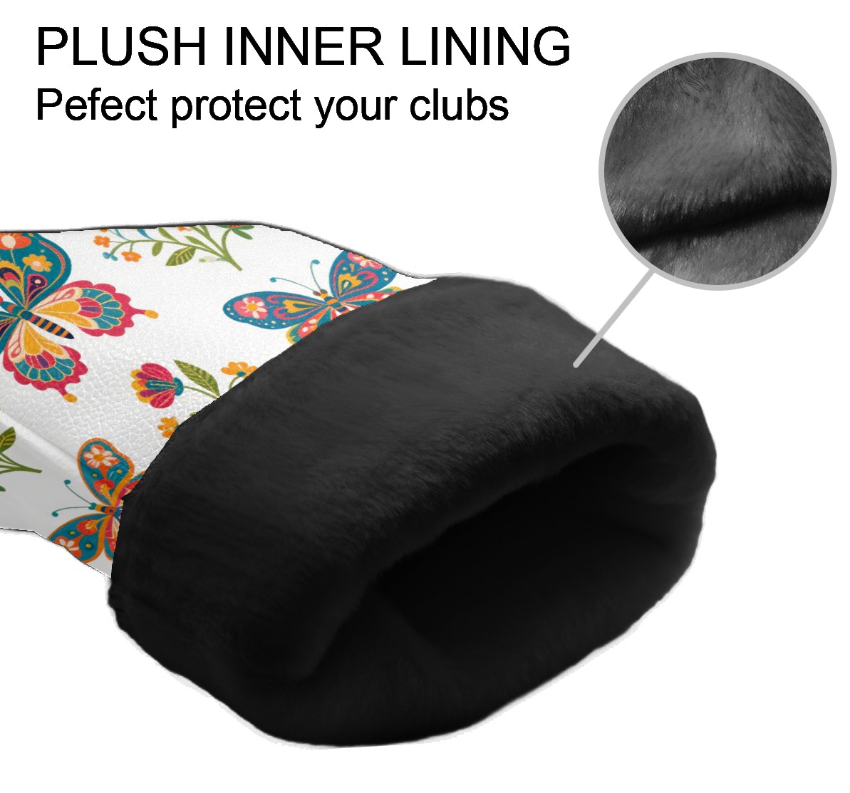 Golf Club Covers, Butterfly1 Premium PU Leather Driver Hybrid Putter Head Covers with Velvet Lining, Waterproof Golf Gifts for Men Women