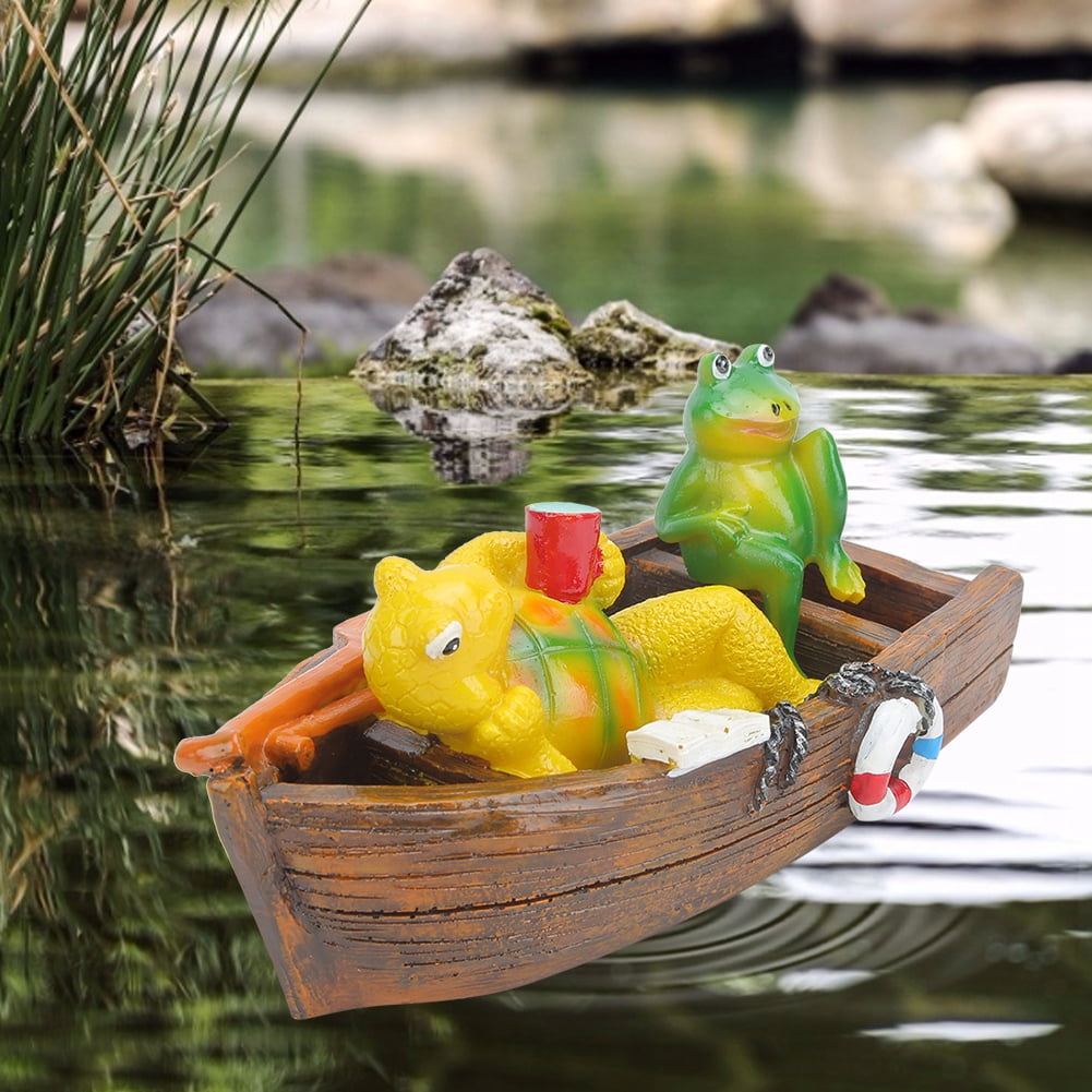 Tebru Cute Resin Garden Pond Floating Tortoise and Frog Decoration Fish