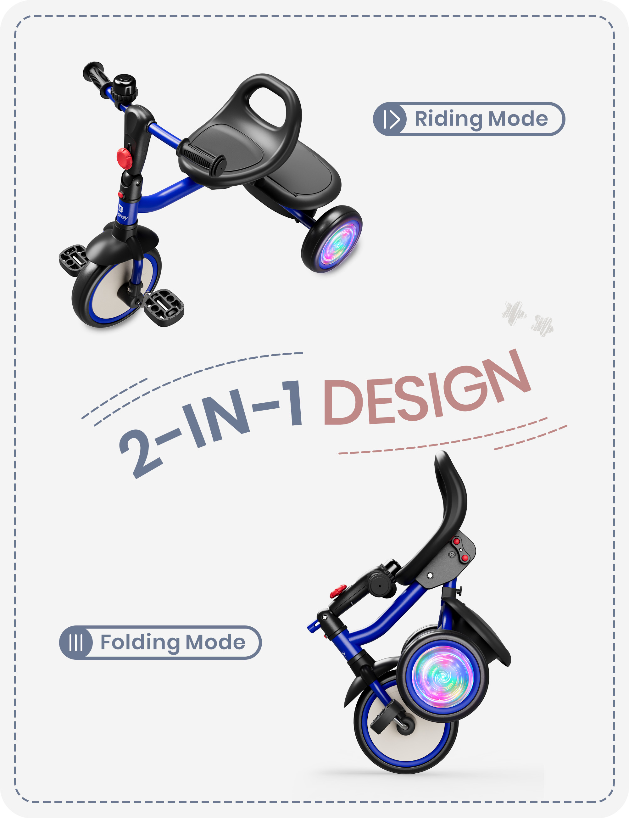 Besrey Toddler Tricycle with Flashing Wheels photo 8