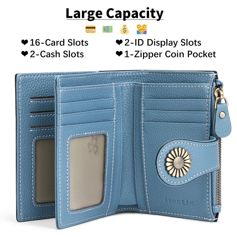 Women's RFID Blocking Leather Zipper Card Wallet Small Purse