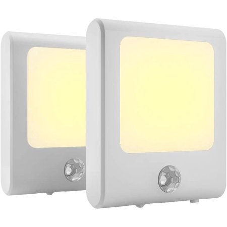 

Plug in Motion Sensor Lights with Adjustable Brightness Warm White Motion Activated Led Night Light for Hallway Stair Corridor Kitchen Living Room Garage Basement Utility Room 2 Pack
