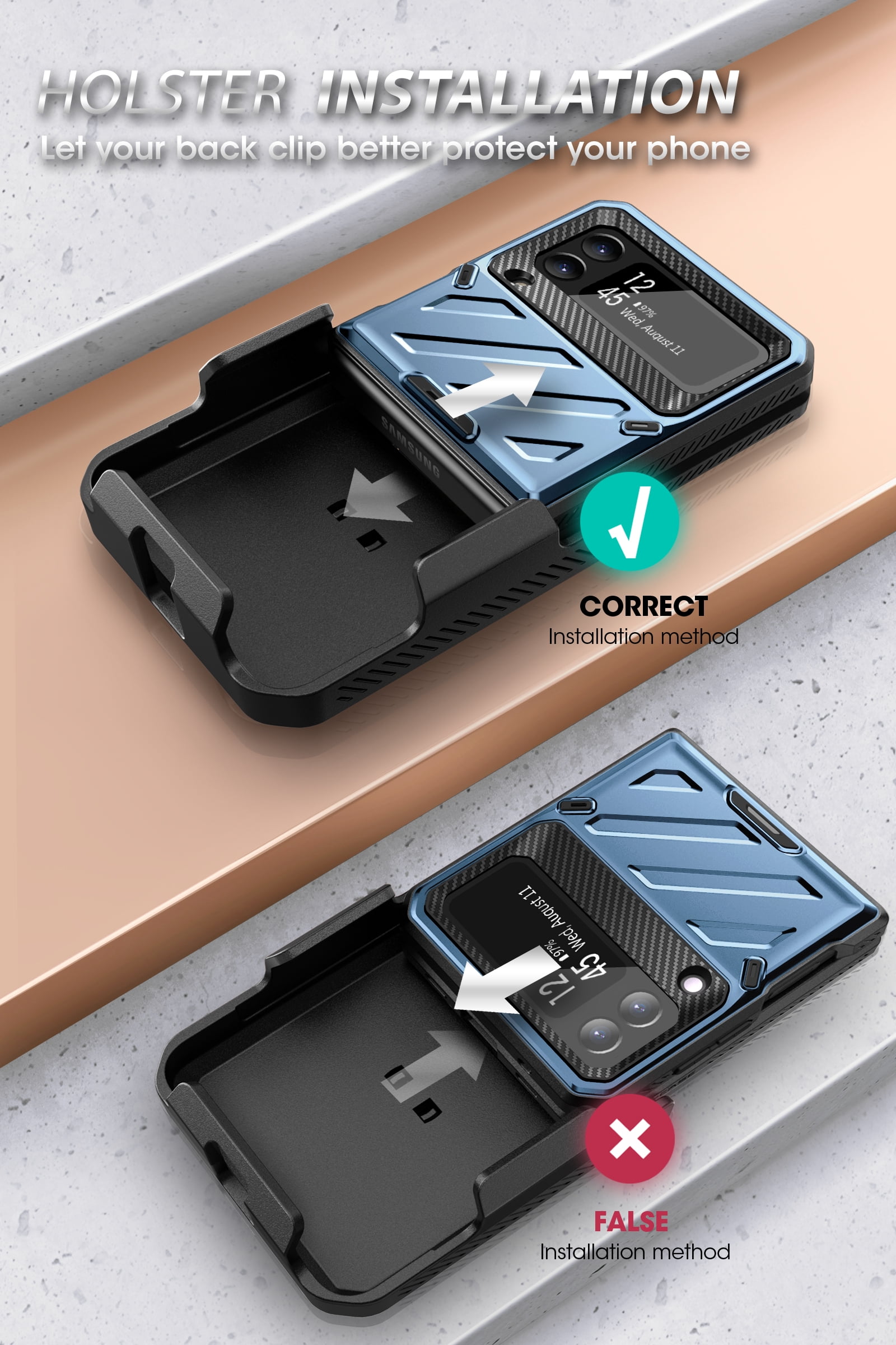 SUPCASE Unicorn Beetle Pro Series Case for Samsung Galaxy Z Flip 3 5G (2021), Full-Body Dual Layer Rugged Protective Case with Holster (Tilt)