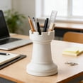 thumbnail image 6 of PoyoKee Pen Holder for Desk, Castle Tower Fort Style Pencil Holder, Desk Organizer for Desktop Stationery, Office Supplies, 3.5 x 4.7 inch - White, 6 of 7