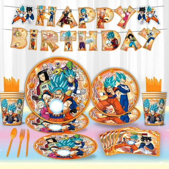 Animation Birthday Party Kit - Complete Supplies for 10, Anime Themed Decorations, Banner, Plates, Cups, and for Kids' Celebration