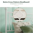 thumbnail image 3 of Amolife Twin Size Metal Platform Bed Frame with Vintage Cross Pattern Headboard&Footboard, White, 3 of 9