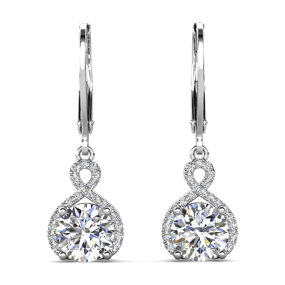 Cate & Chloe Alessandra 18k White Gold Plated Earrings with Simulated Diamond Crystals for Women