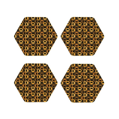 

Leather Coasters Set of 4 - Gold dot circles pattern Lightweight Non-Slip Drink Coasters for Desk Anti-Scalding Desk Cup Coasters for Office Table Decor Hexagon