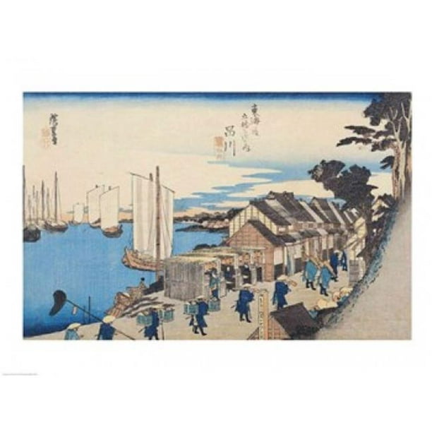 Shinagawa Départ d'Une Affiche Daimyo Imprimée par Utagawa Hiroshige - 24 x 18 Po.