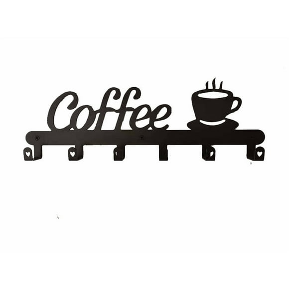 Clearance! Delayuji Hooks for Hanging Coffee Bar Decorative Sign Coffee Cup Holder Wall Mounted Coffee Sign Mug Holder Mug Storage Coffee Sign Usa Metal Coffee Cup Holder One Size Black