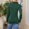 thumbnail image 4 of Prolriy Chemises à Manches Longues pour Femmes, T-Shirt Ajusté à Manches Longues et Col Montant Uni pour Femmes, Haut de Base pour Sortir, Hauts Tendance pour Femmes Vert m, 4 of 7