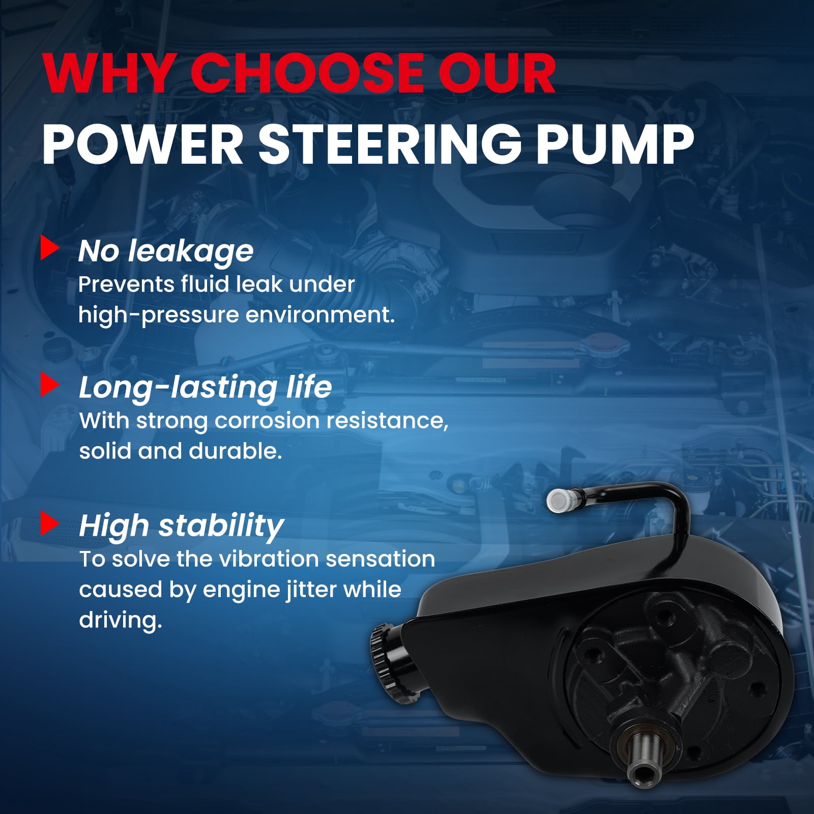 MOCA AUTOPARTS Power Steering Pump with Reservoir Fit for 2007-2013 Chevrolet Avalanche 5.3L & 1999-2006 Chevrolet Silverado 1500 5.3L & 2007-2014 GMC Yukon XL 1500 6.2L