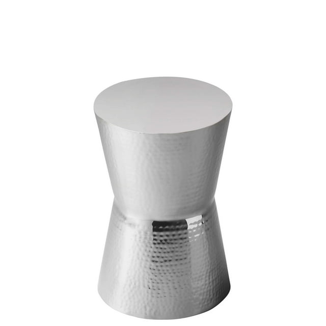 Mesa decorativa Butler Dimple redonda de acero inoxidable pulido