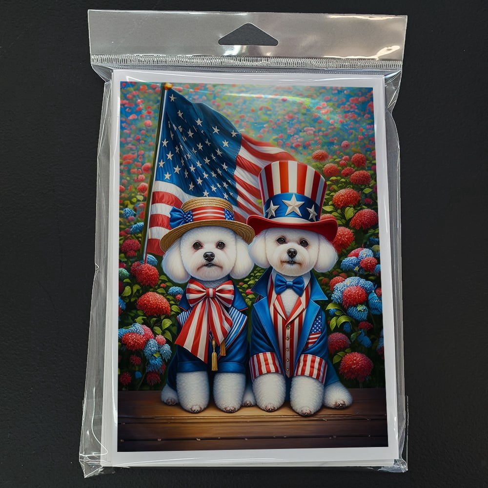 All American Bichon Frise Greeting Cards Pack of 8 7 in x 5 in