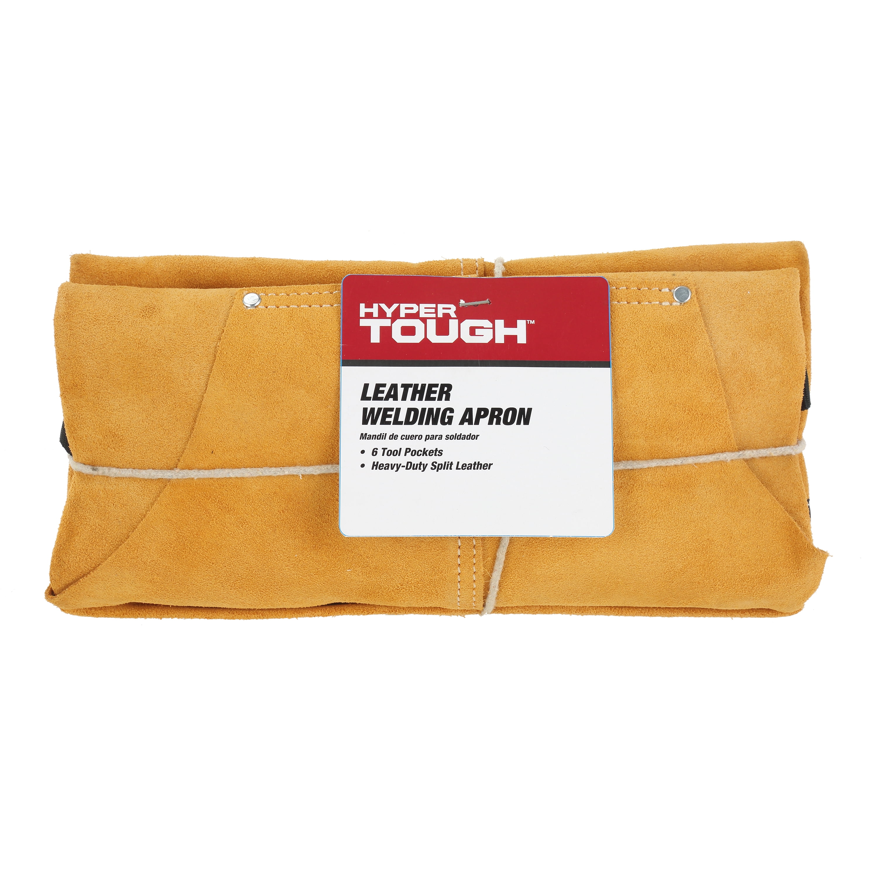 Hyper Tough Brown Leather Welding Apron with Tool Pockets