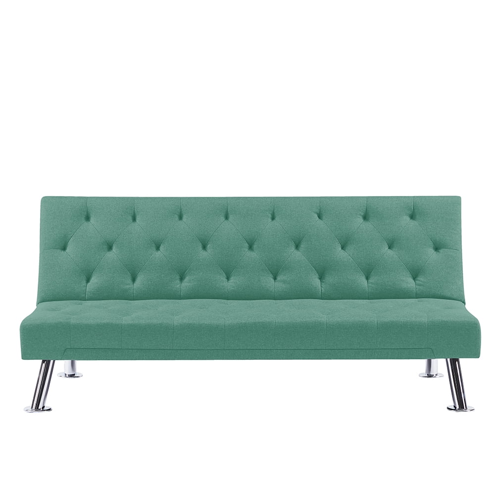 Futon Sofa Bed, Folding Sofa Couch Bed, Upholstered Convertible Sleeper for Living Room, Green