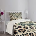 thumbnail image 3 of Ambesonne Leopard Print Quilted Bedspread Set 2 Pcs, Bold Eucalyptus Leaf, Twin Size, Camel and Laurel Green, 3 of 5