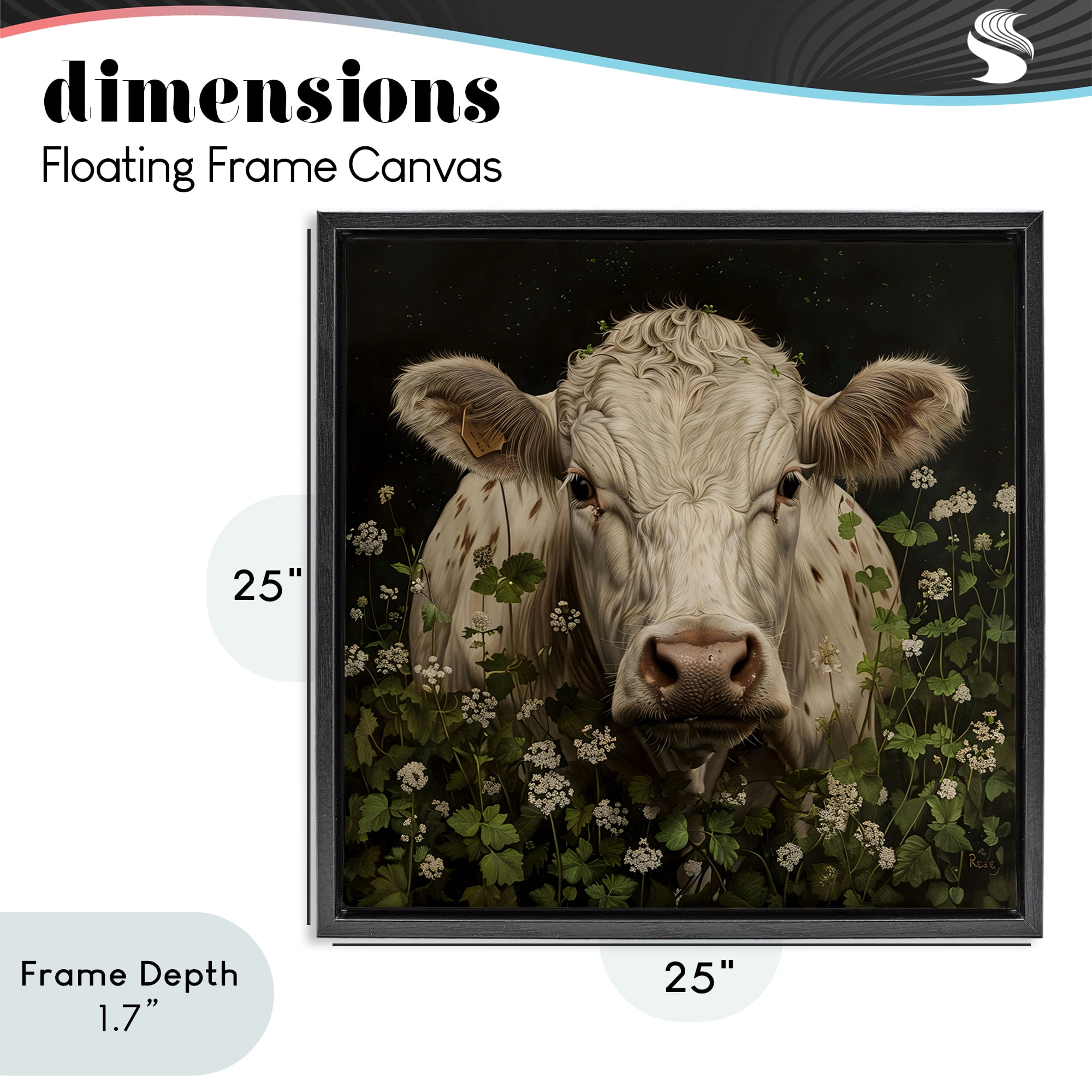 Stupell Industries Cow in the Green Meadow Black Framed Floater Canvas Wall Art, design by Creative Studio